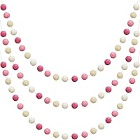 Vista 21 de WILLBOND 3 Piezas Guirnalda de Bolas de Fieltro de Lana Arcoíris Coloridos Pompones de 6.5 pies de Largo, 24 Bolas para Pascua, Mardi Gras, Aula