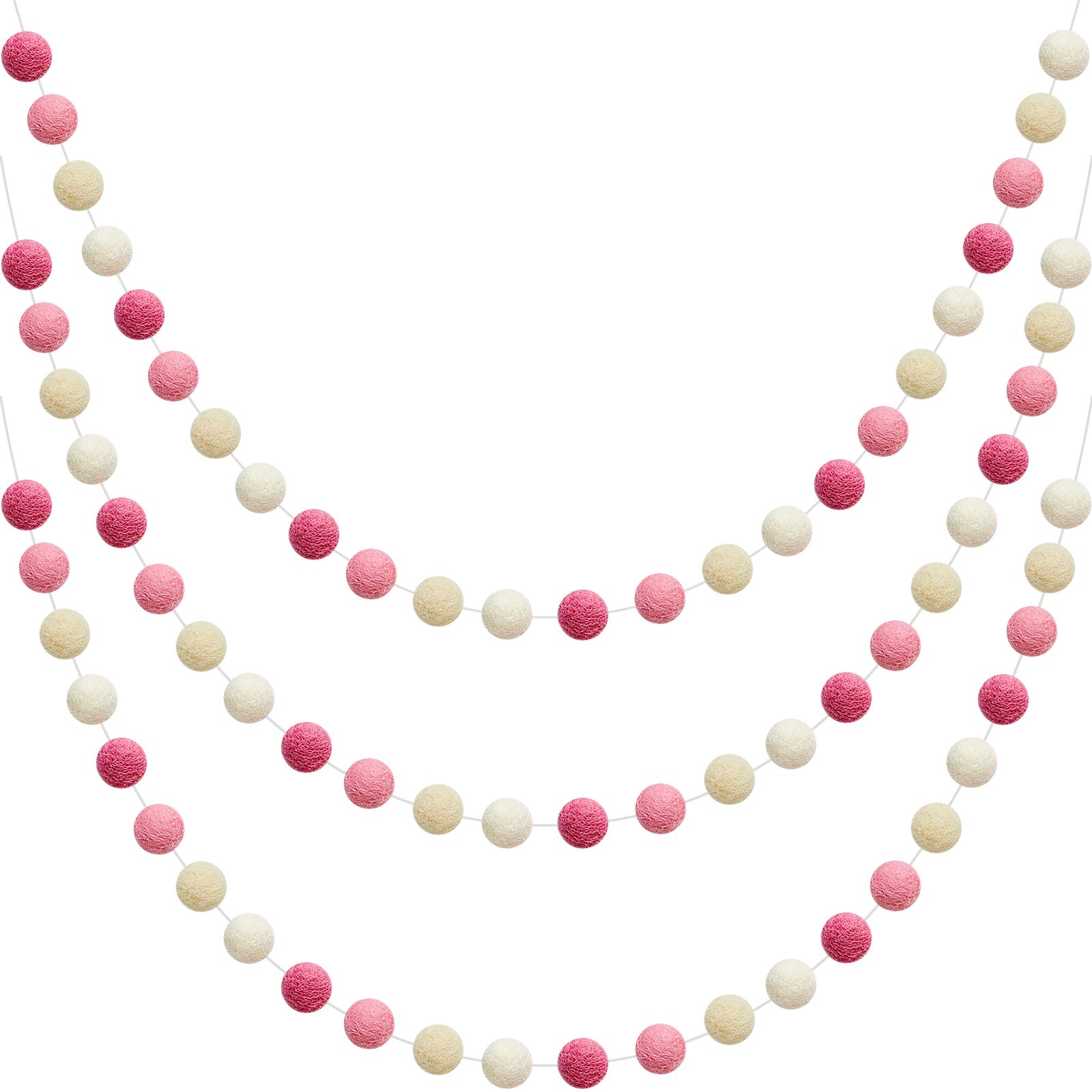 Guirlande de boules en feutre de laine colorées en lot de 3 pour décoration de fête et maison
