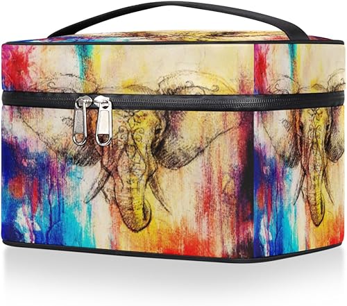 Miniatura 6 de Bolsa de maquillaje grande de elefante para mujer, bolsa de cosméticos de viaje, bolsa de maquillaje portátil para botellas, pinceles, lápiz labial,