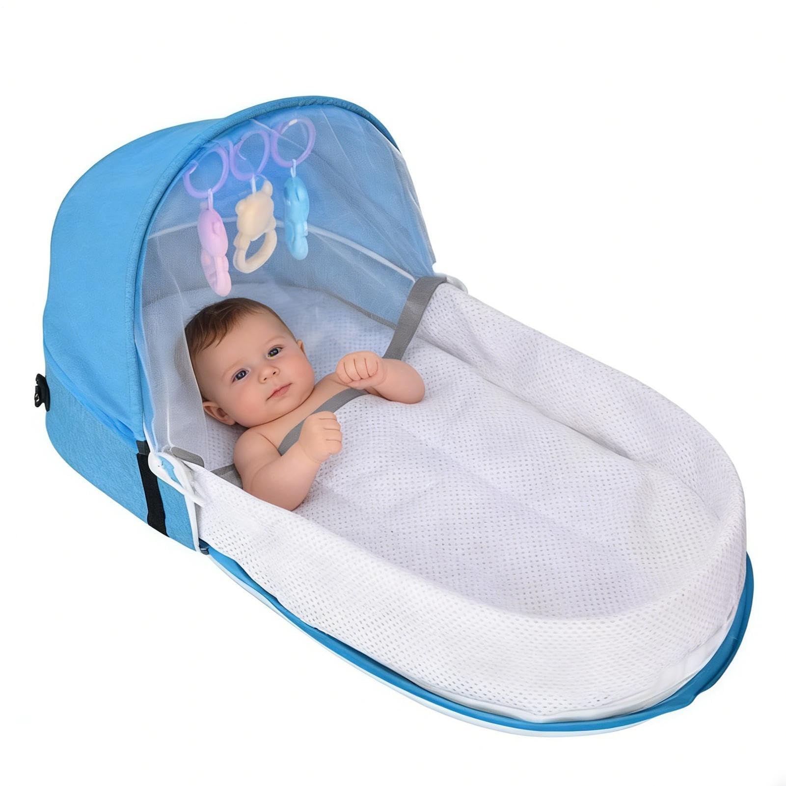 Lit de Voyage Pliable,Se Transforme en Sac de Transport avec Auvent et Barre à ,Lit Portable pour Dormir Bébé - pour Anniversaire Emménagement Fête des Mères Garçons Pique-nique Sorties en Famil