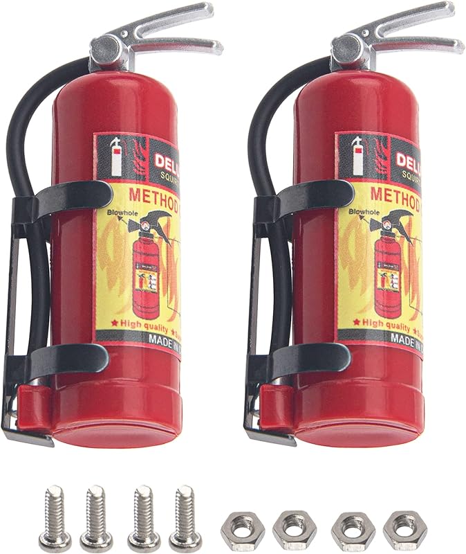 2Pcs HIRCQOO 1/10 RC Scale Fire Extinguishers with Stickers Decoration Accessories Compatible with Traxxas TRX4 Axial SCX10 Redcat Gen7 D90 TF2 CC01 HSP 1/10 RC Rock Crawler (Red)