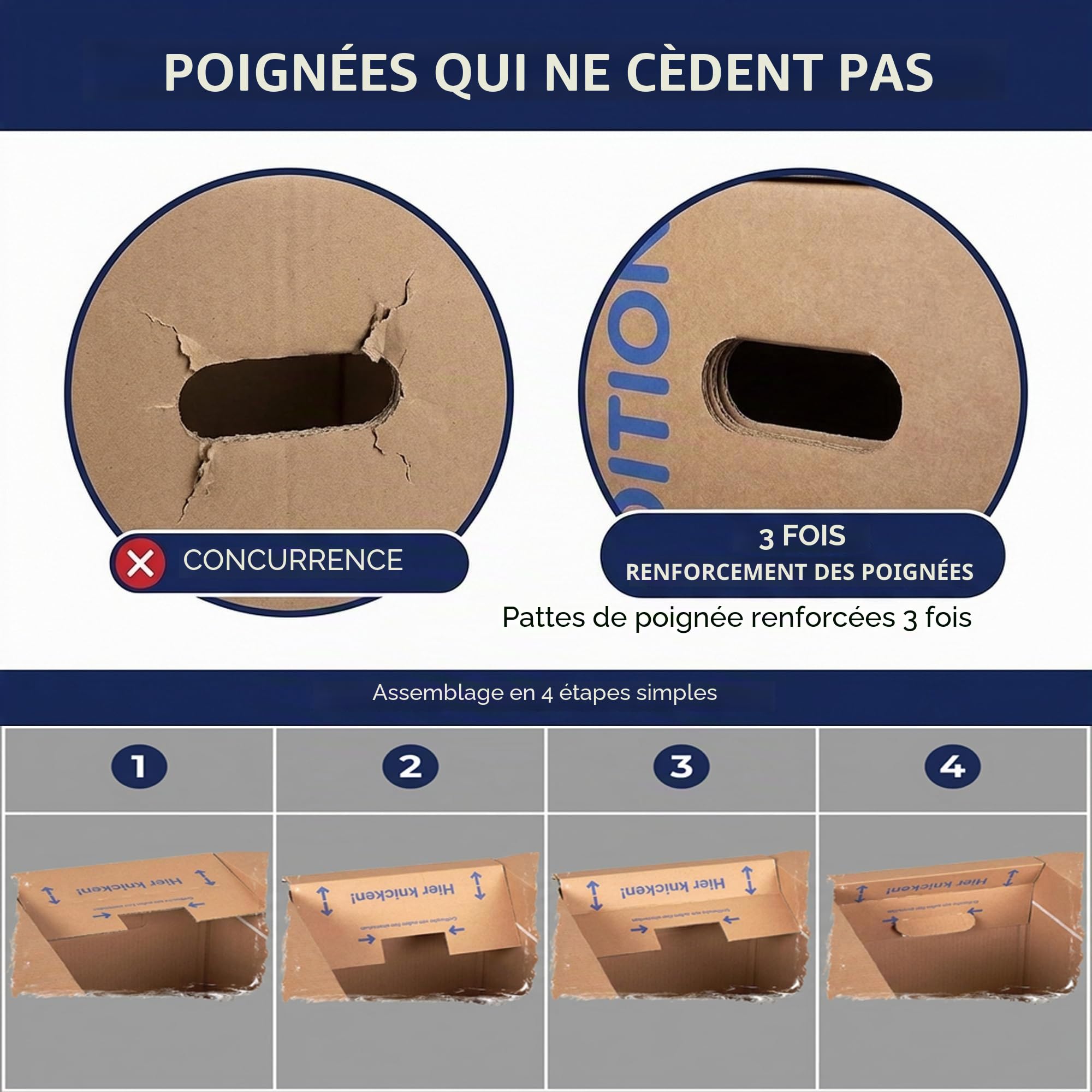 Cartons de déménagement KK Verpackungen d'une capacité de charge de 50 kg | 10 cartons de déménagement réutilisables à 2 plis de qualité d'expédition extra-stable
