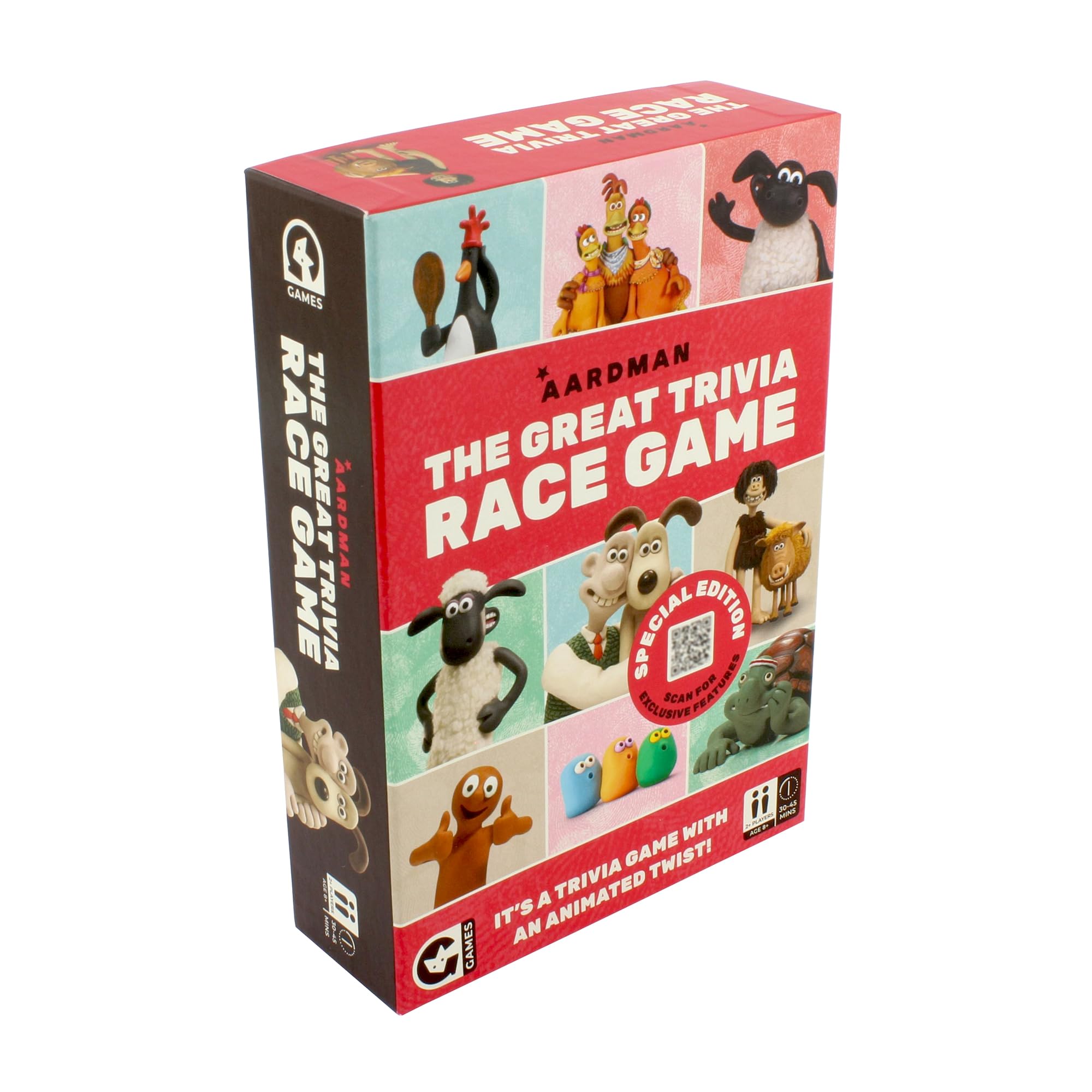 Ginger Fox Aardman's Great Trivia Race Card Game | Special Edition Family Trivia Quiz | Wallace & Gromit, Chicken Run, Shaun the Sheep and More Aardman Characters