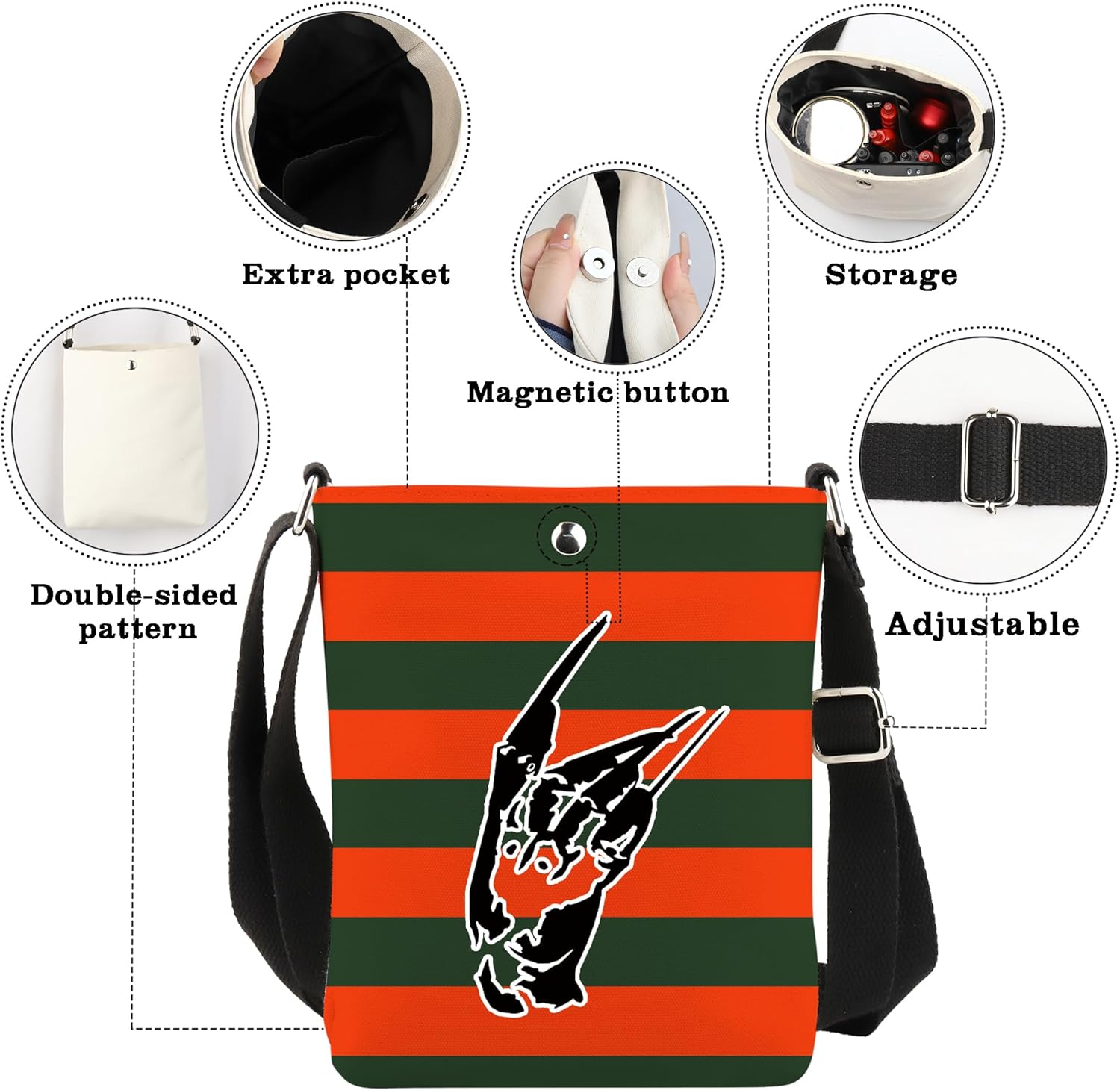 CMNIM Horror Movie Merchandise Gifts Character Crossbody Bag Movie Inspired Shoulder Scary Killer Lover - Image 4