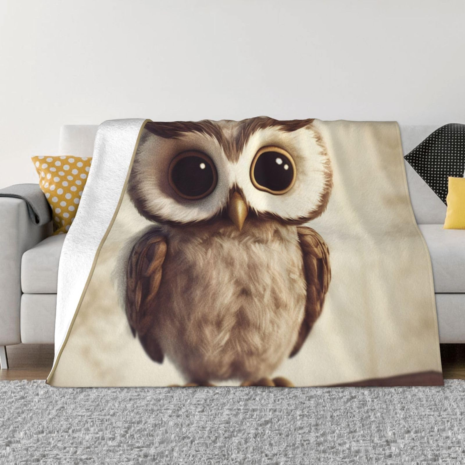 KLOPH Cute Owl Throw Blanket 40"x30" Flannel Fluffy Warm Blanket for Couch, Reversible Plush Blankets for Bed, Comfy Fuzzy Blanket for Sofa, Plush Lightweight-Blankets for All Season