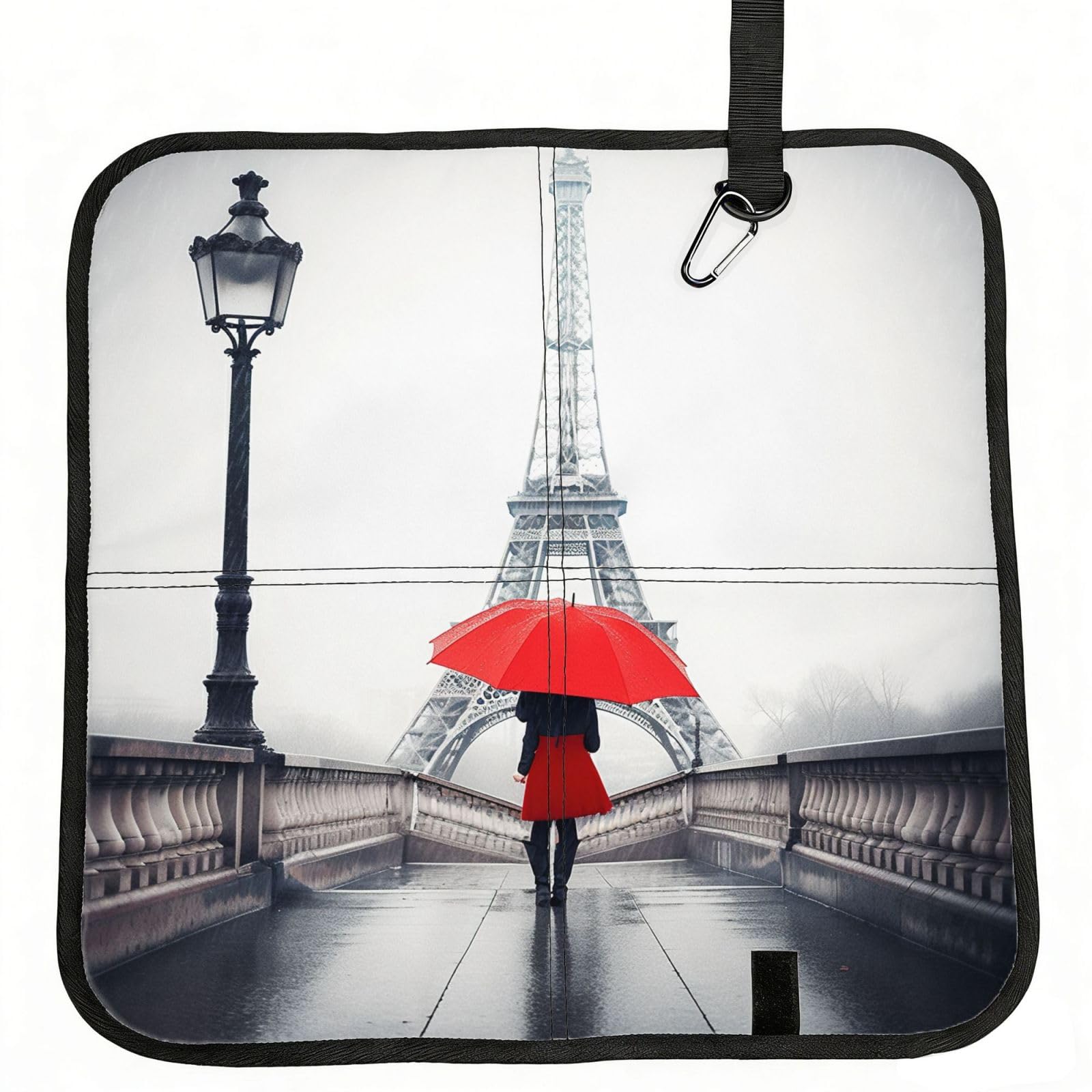 YGLHBDPBF Eiffel Tower with Red Umbrella Print Camping seat cushion,Foldable Sitting Pads,Save Backpack Space for Hiking