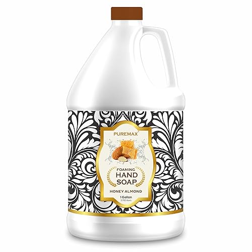 Puremax Foaming Hand Soap Refills | Honey Almond | Essential Oils | Gentle, Moisturizing Foam | Made in USA | 128 Fl Oz (1 Gallon) - Honey Almond - 128 Fl Oz (Pack of 1)