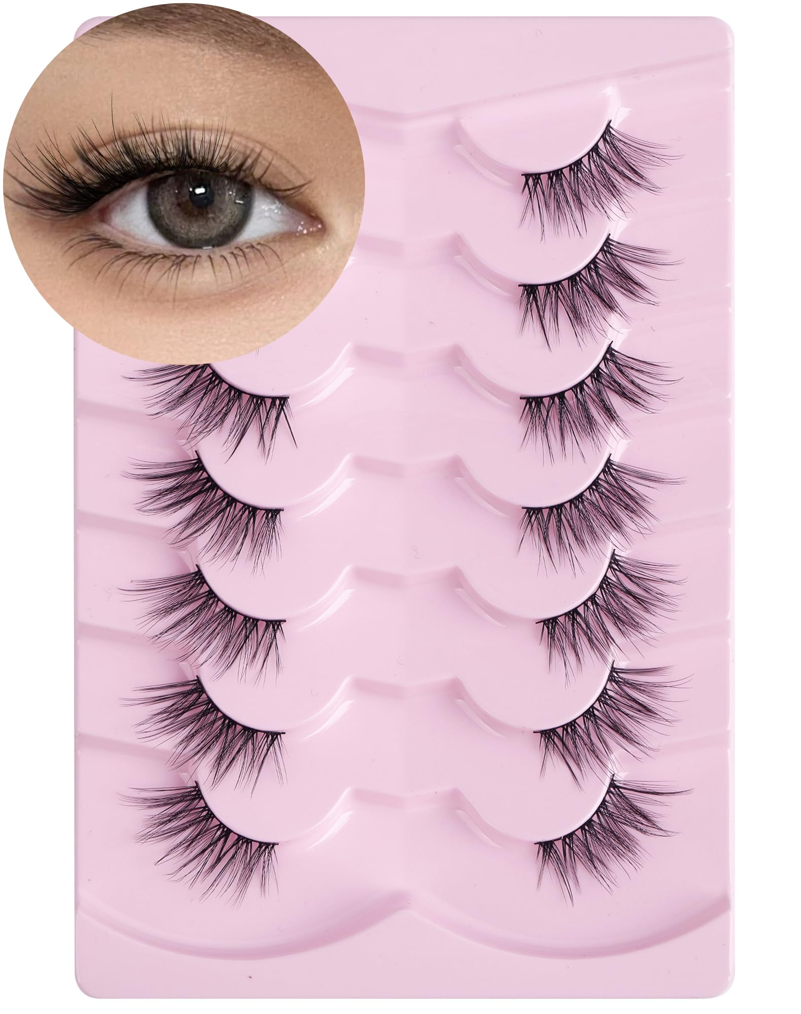 Onlyall Half Eyelashes Corner Lashes Natural Lashes Half Lashes Wispy End Lashes Corner Eyelashes 3/4 Lashes 7 Pairs C18