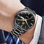 Men's Casual Stainless Steel Watch, Big Face Round Analog Quartz Watch with Day and Date, Classic Waterproof Simple Dial Dress Watch for Men, Gold Silver Black Band