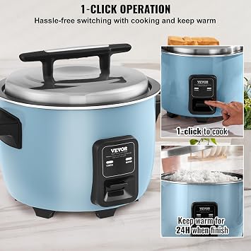 VEVOR Commercial Rice Cooker, 23-Cup Rice Cooker, 4.2L Large Rice Cooker and Warmer with Nonstick Inner Pot, Fast Cooking and 24-Hour Keep Warm, with Rice Cup and Paddle, cETL Approved