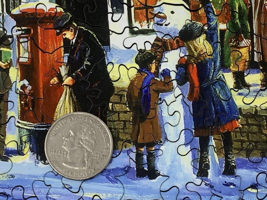 Wooden Christmas Jigsaw Puzzle for Adults - Victorian Christmas Village - 608 Unique Wooden Pieces - Made in The USA by Nautilus Puzzles