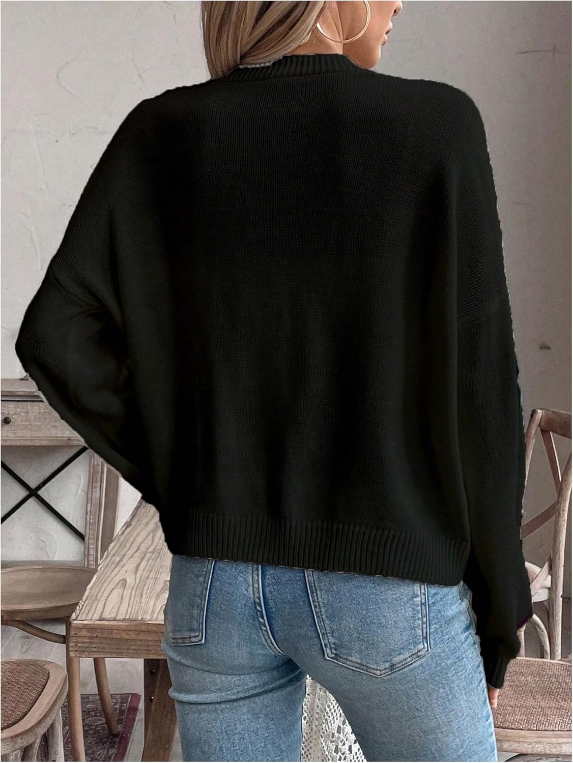 WDIRARA Women's Bow Cardigan Button Down V Neck Long Sleeve Drop Shoulder Knit Sweater - Image 2