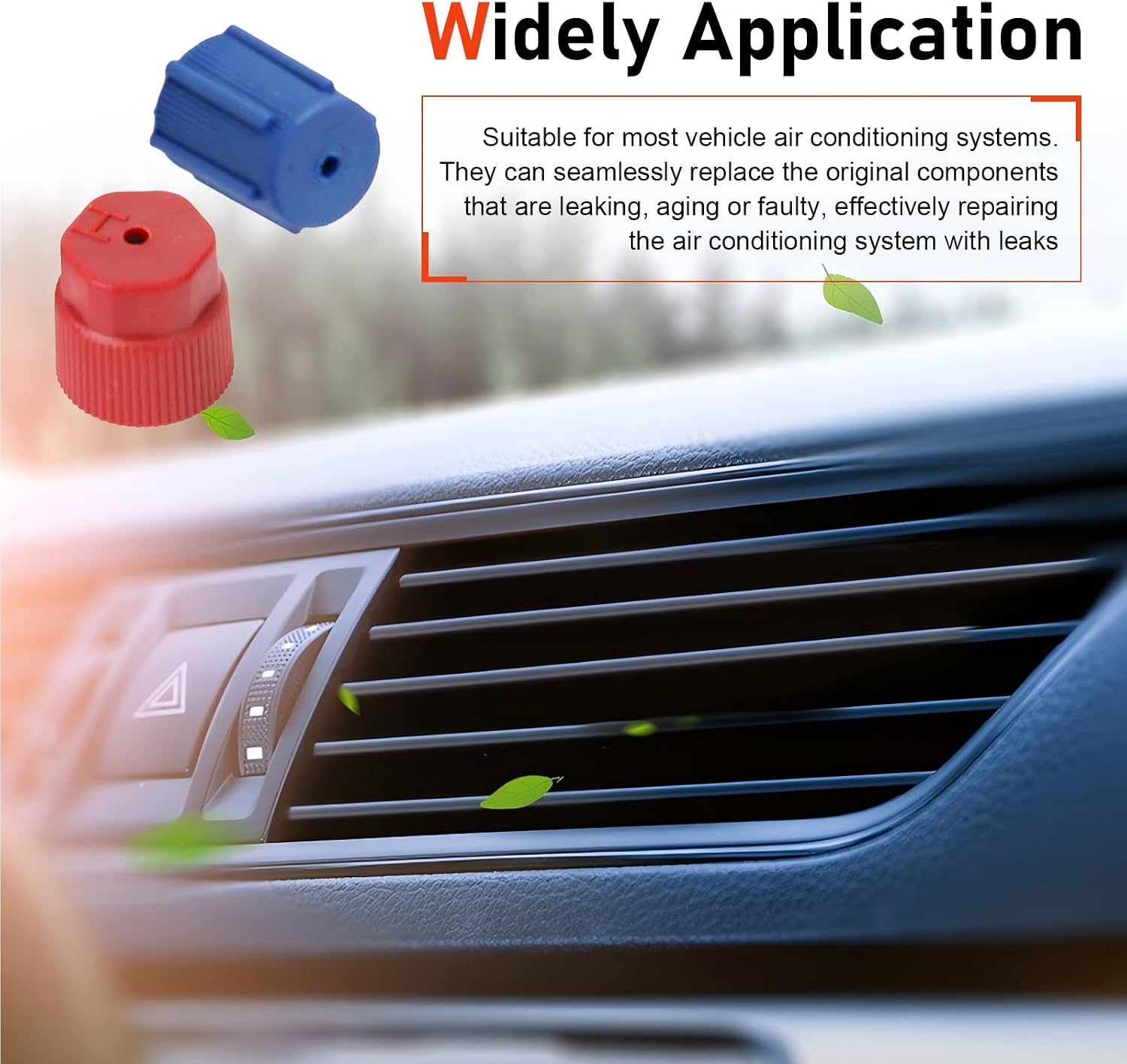 10 PCS R134a Car AC Valve Caps, High & Low Pressure Port Sealing Cover, ABS Air Conditioning System Service Valve Cap, Universal Repair Replacement for Most Cars (Blue & Red)