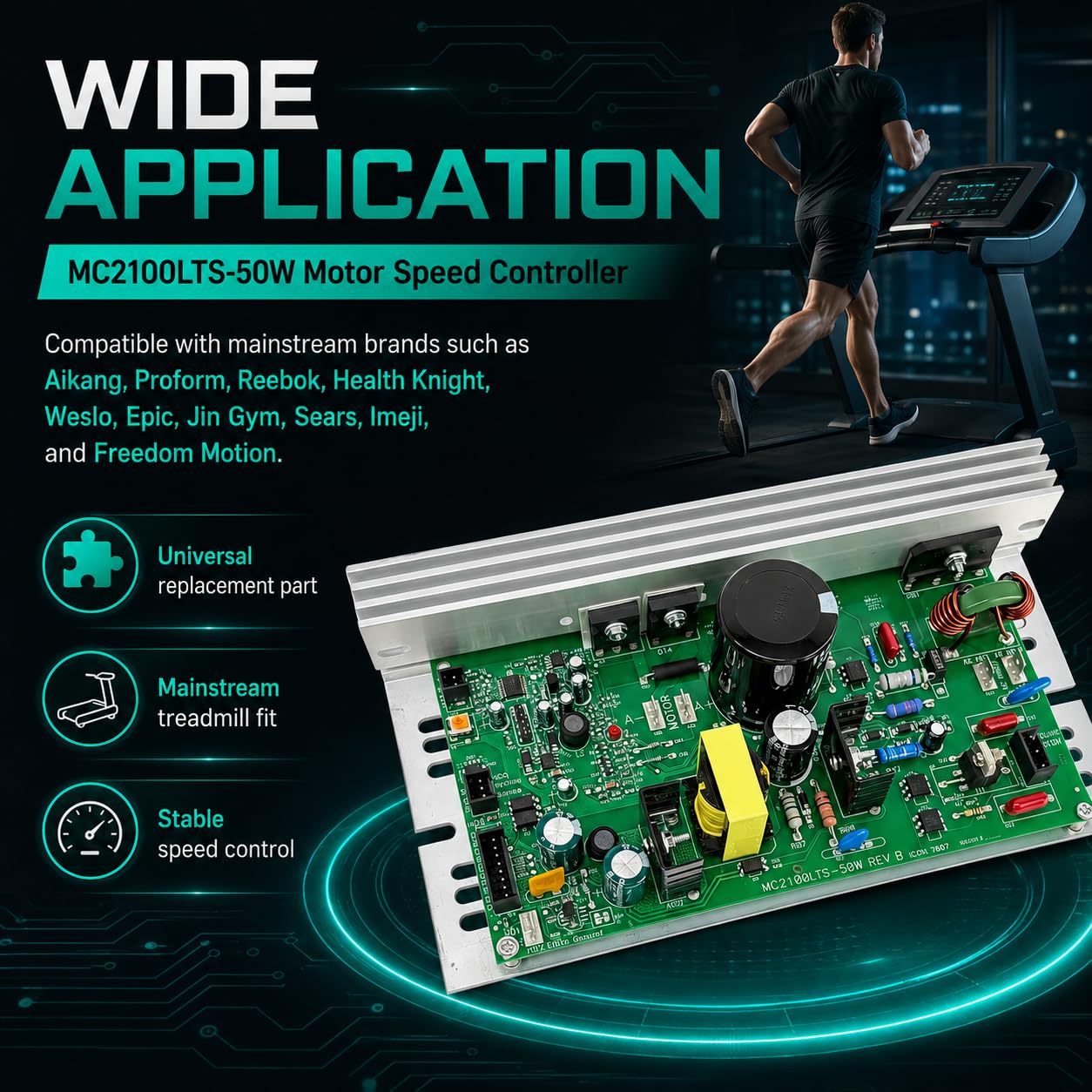 110V Treadmill Motor Speed Controller MC2100LTS-50W, Compatible with NordicTrack ProForm Reebok HealthRider Weslo Epic Golds Treadmill