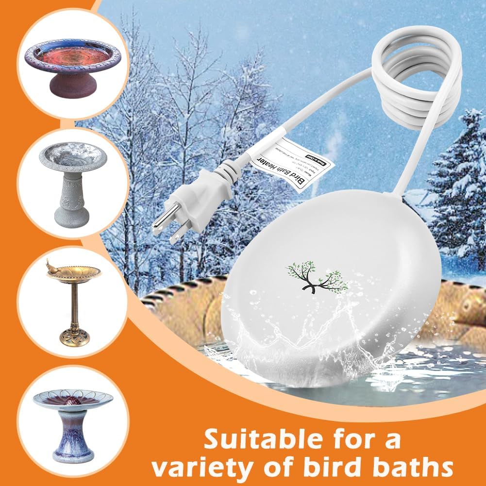 Bird Bath Heater, 70W Thermostatically Controlled Heated Bird Bath for Outdoors for Winter, Heavy Duty Premium Cast Aluminum Winter Water Heated De-icer for Patio Yard Garden Birdbath
