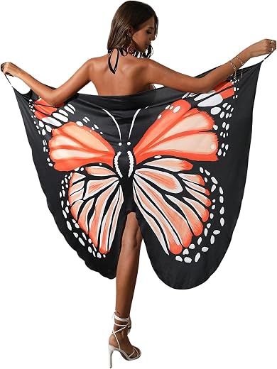 Fabme Beach Wear for Women Butterfly Print Beach Dress Beach Print Sandproof Swimsuit Cover Up Beach Mat Lightweight Beach...