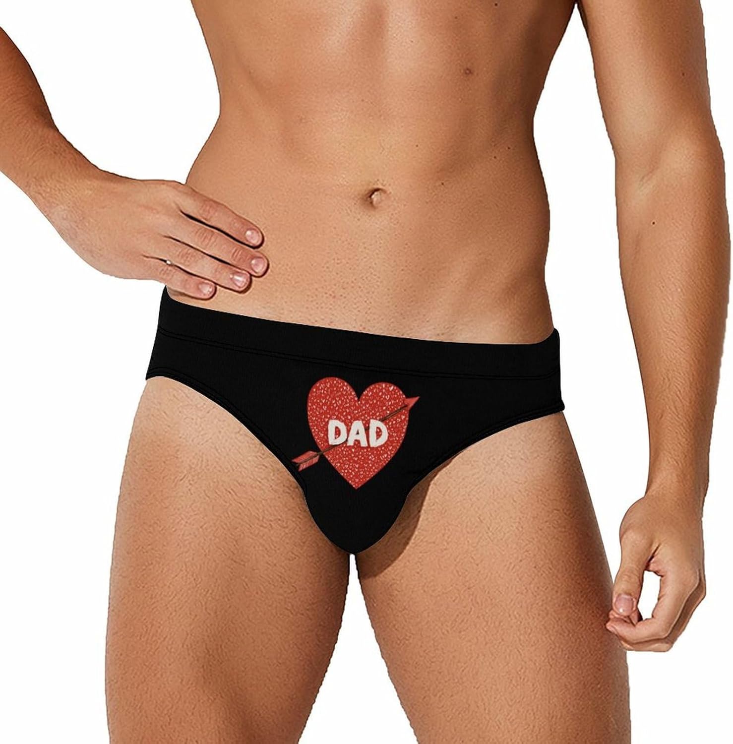 Dad Tattoo Heart with Arrow Men's Swimsuit Brief Sexy Bikini Briefs Retro Printed Swimwear Quick Dry Swimming Trunks 3X-Large