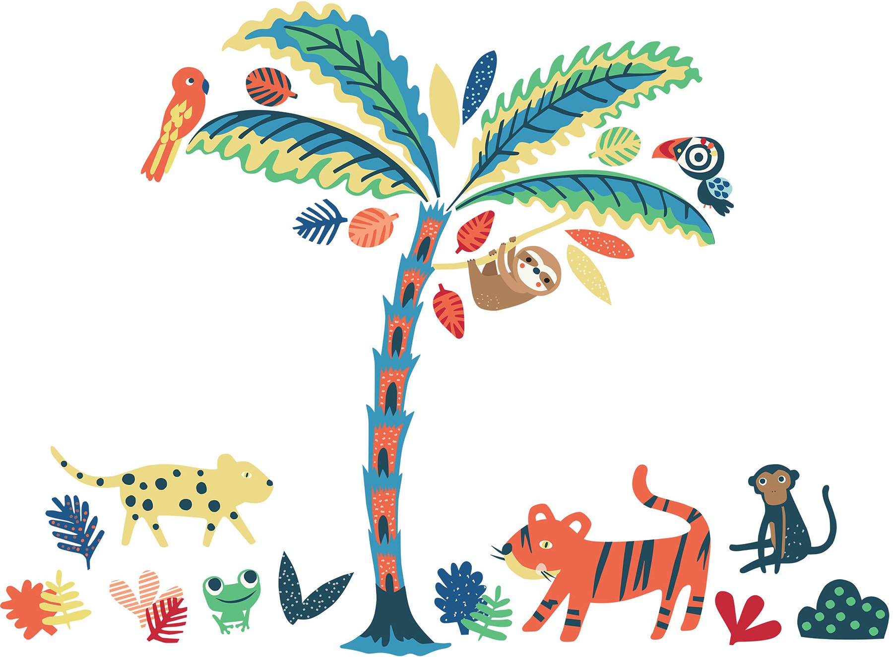 B&Q -  Tropical Animal Rainforest Large Kids Bedroom Wall Stickers Murals