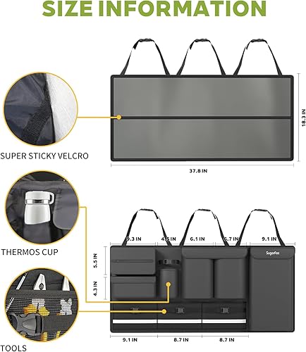 Miniatura 5 de Organizador de maletero colgante para asiento trasero para SUV, automóviles, camiones y MPV  Almacenamiento de múltiples bolsillos con correas
