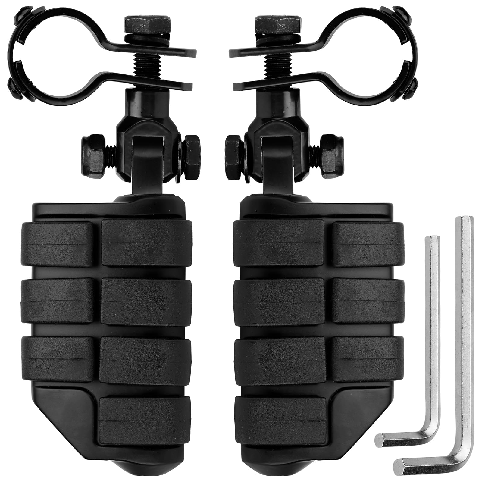 Motorcycle 1.25" Highway Footpegs Adjustable Foot Pegs Footrests with Clamps Mounts kit Compatible with Harley Touring Sportster Softail Road Glide with 1 1/4 inch Engine Guard
