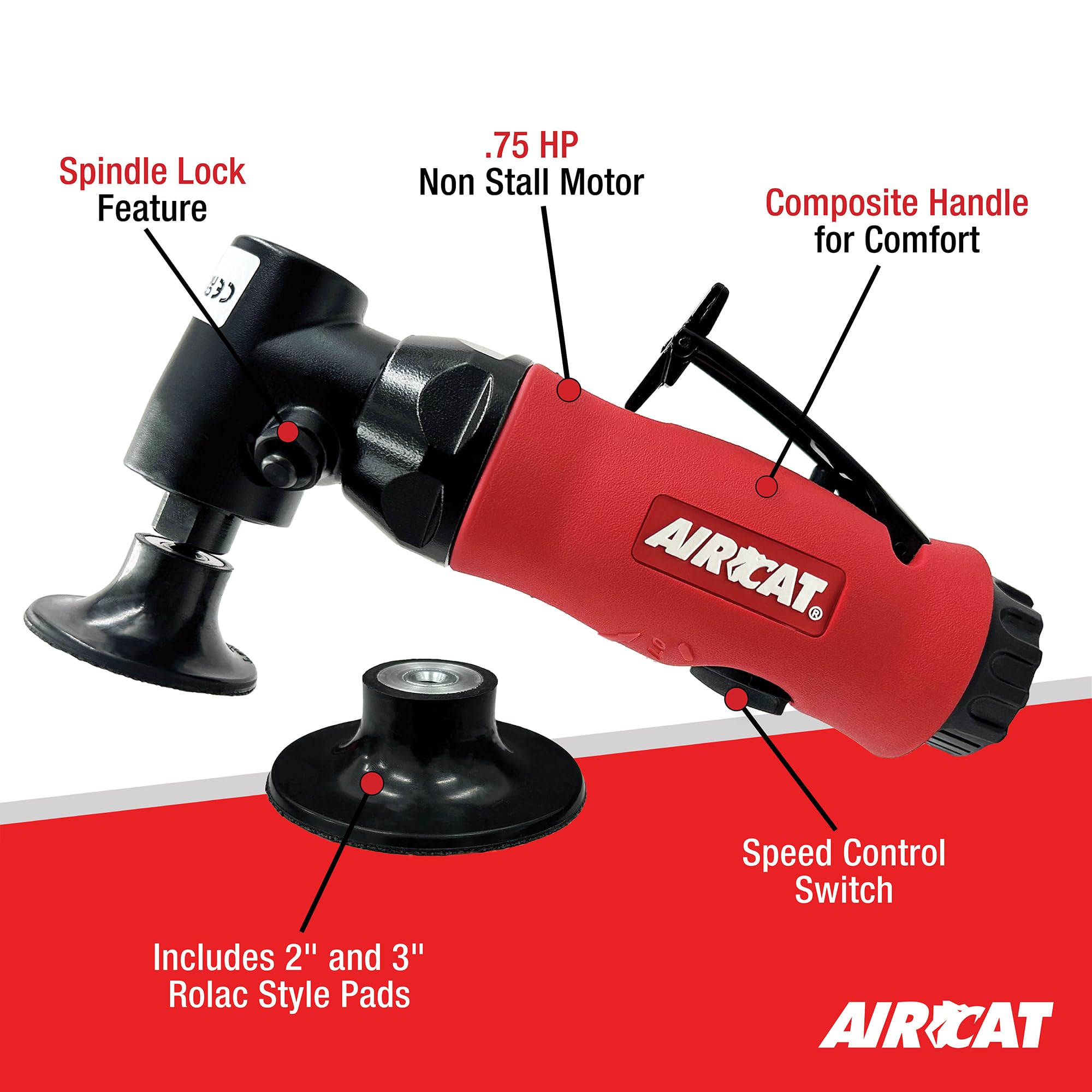 AIRCAT 6281 .75 HP Angle Disc Sander with Spindle Lock, Sturdy Sanding Tool for Premiere Precision, 79 dBA, Composite Handle - Image 2