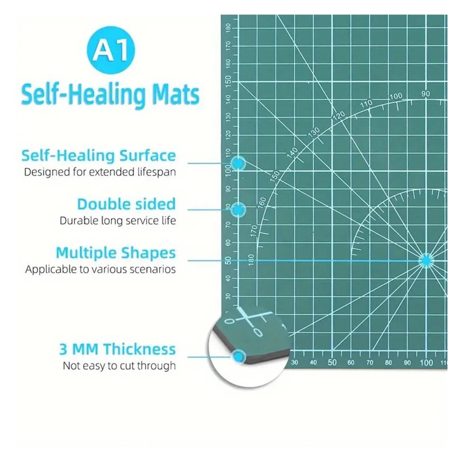 Self Healing Sewing Mat Self Healing Cutting Mat Gridded Board Double-Sided PVC Cutter Plate 3 Layer Pad for Fabric Arts Crafts