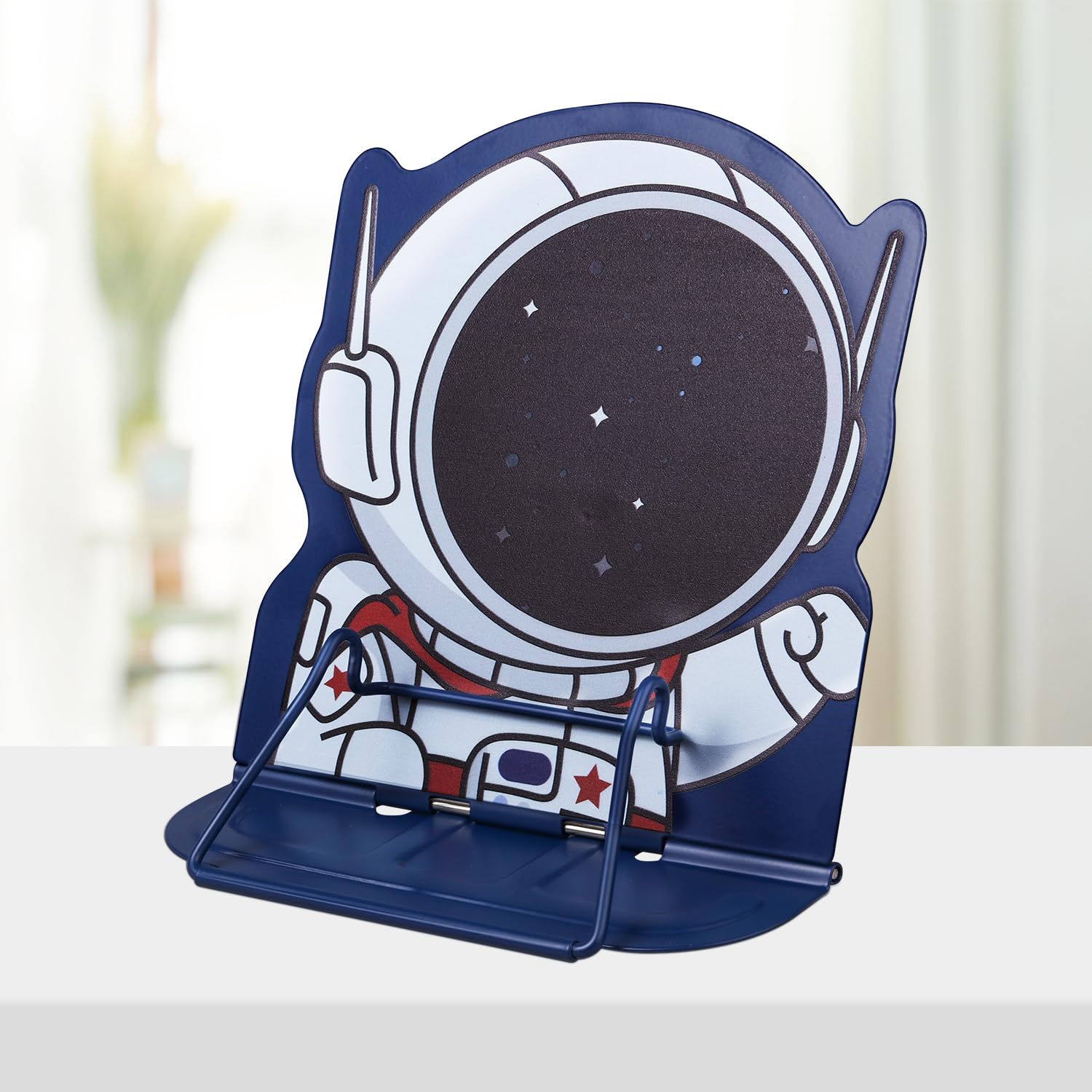 HonaguBook Stand Book Holder Metal Desk Book Stand for Reading Hands Free, Adjustable Textbooks Cookbook Documents Holder, Christmas Birthday Gifts for Girls and Boys(Astronaut)