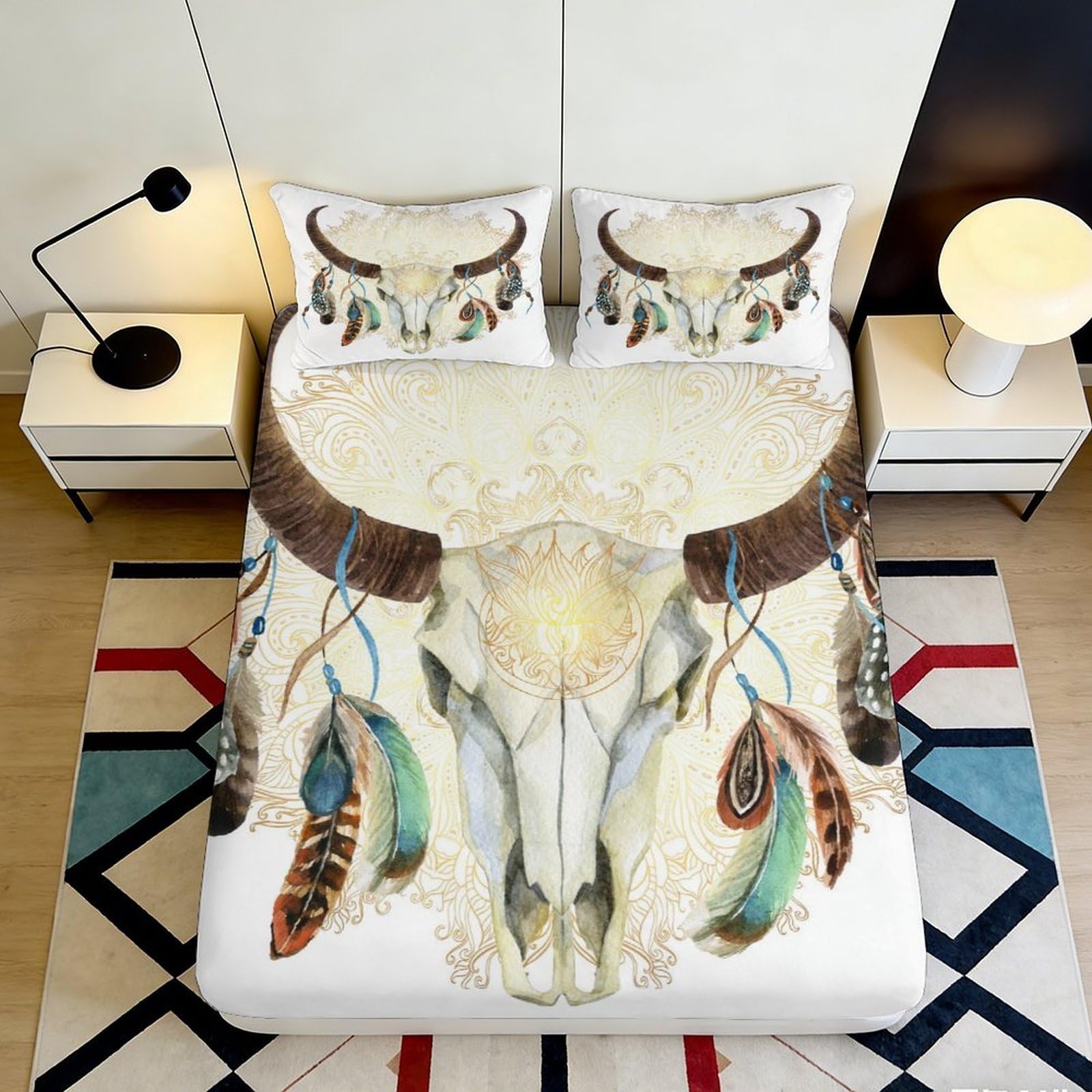 3D Printed Seoul Landmarks Fitted Sheet Microfiber Deep Pocket Non-Slip Bedding Set Korean Cityscape Mattress Fitted Cover for Bedroom 120x200x25cm