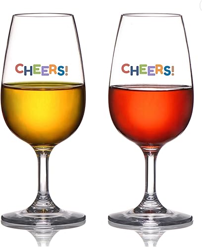 Juego de 2 copas de vino de plástico transparente con tallo, 7 onzas irrompibles, Tritan inastillables para exteriores, fiestas, bodas y piscina,