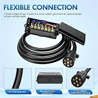 Vista 6 de Nilight - Cable de enchufe de remolque de 7 vías alineado para tareas pesadas de 8 pies, conector de 7 pines, cable de extensión redonda para RV