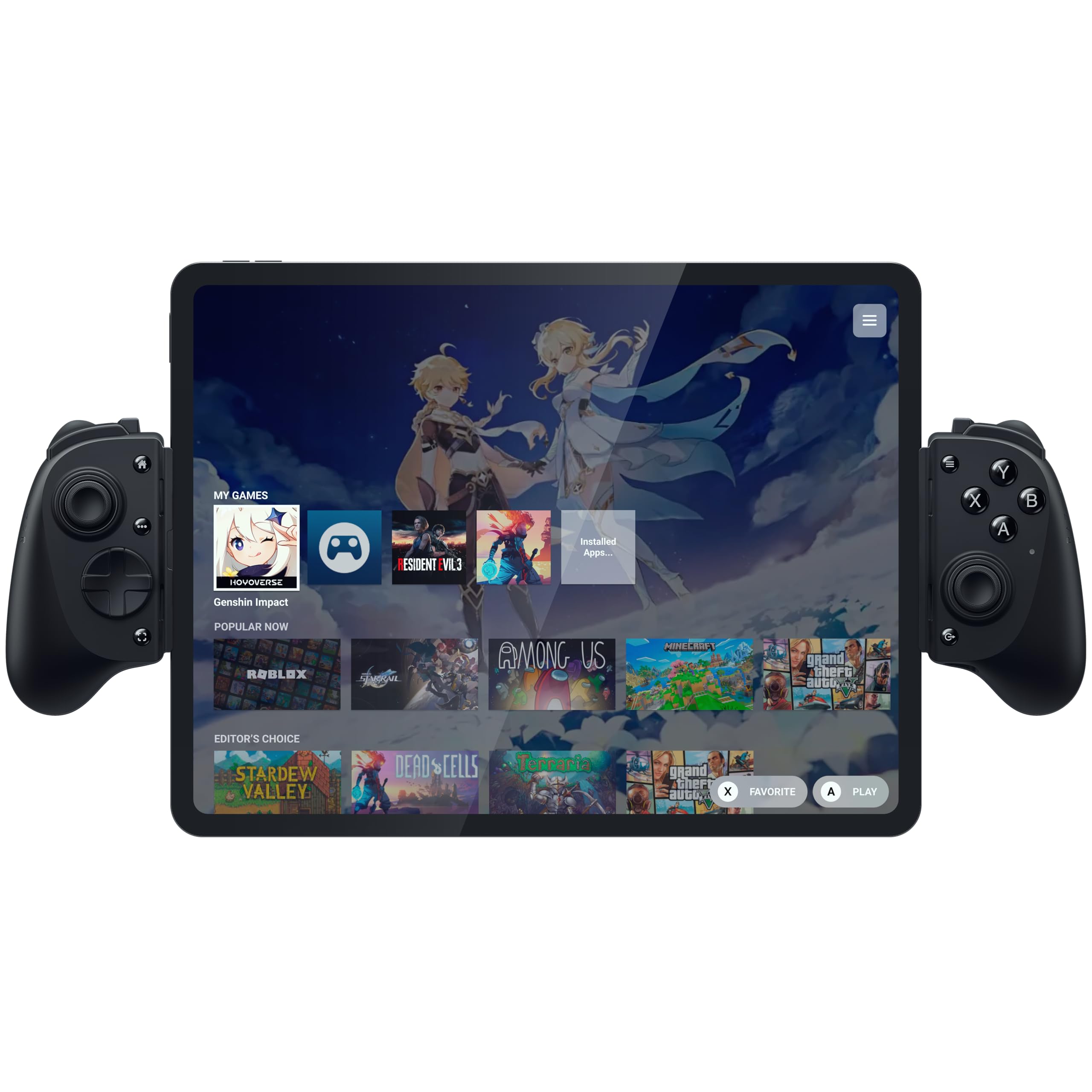 Razer Kishi V3 Pro XL - USB-C gaming controller for full-size tablets - iPads & Android tablets up to 13" - Plug-and-Play - Anti-drift analogue sticks (12 buttons - Sensa HD haptics, Nexus app) Black