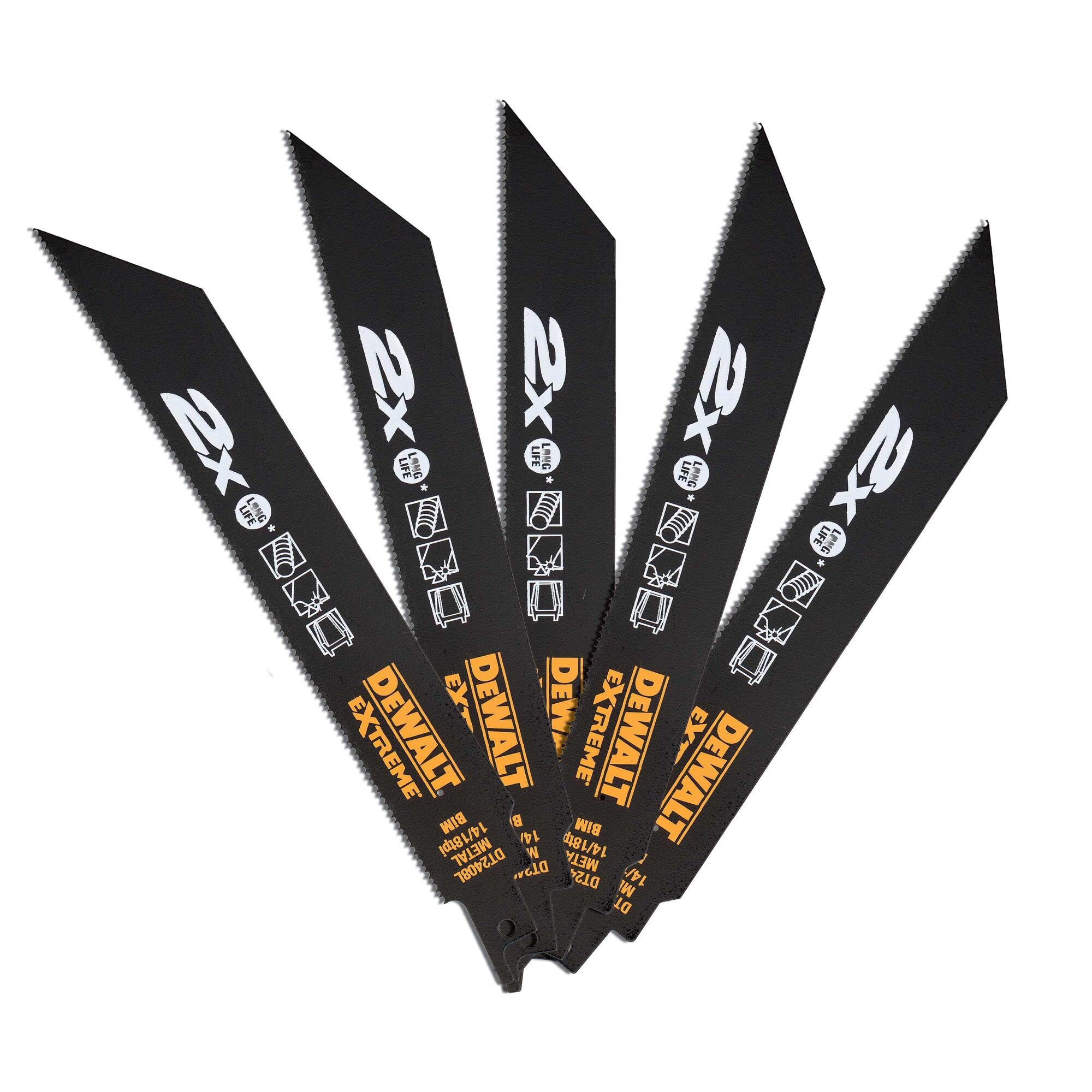 Dewalt Dt2408l-Qz 2X Life Metal Reciprocating Blades 203Mm Pack Of 5