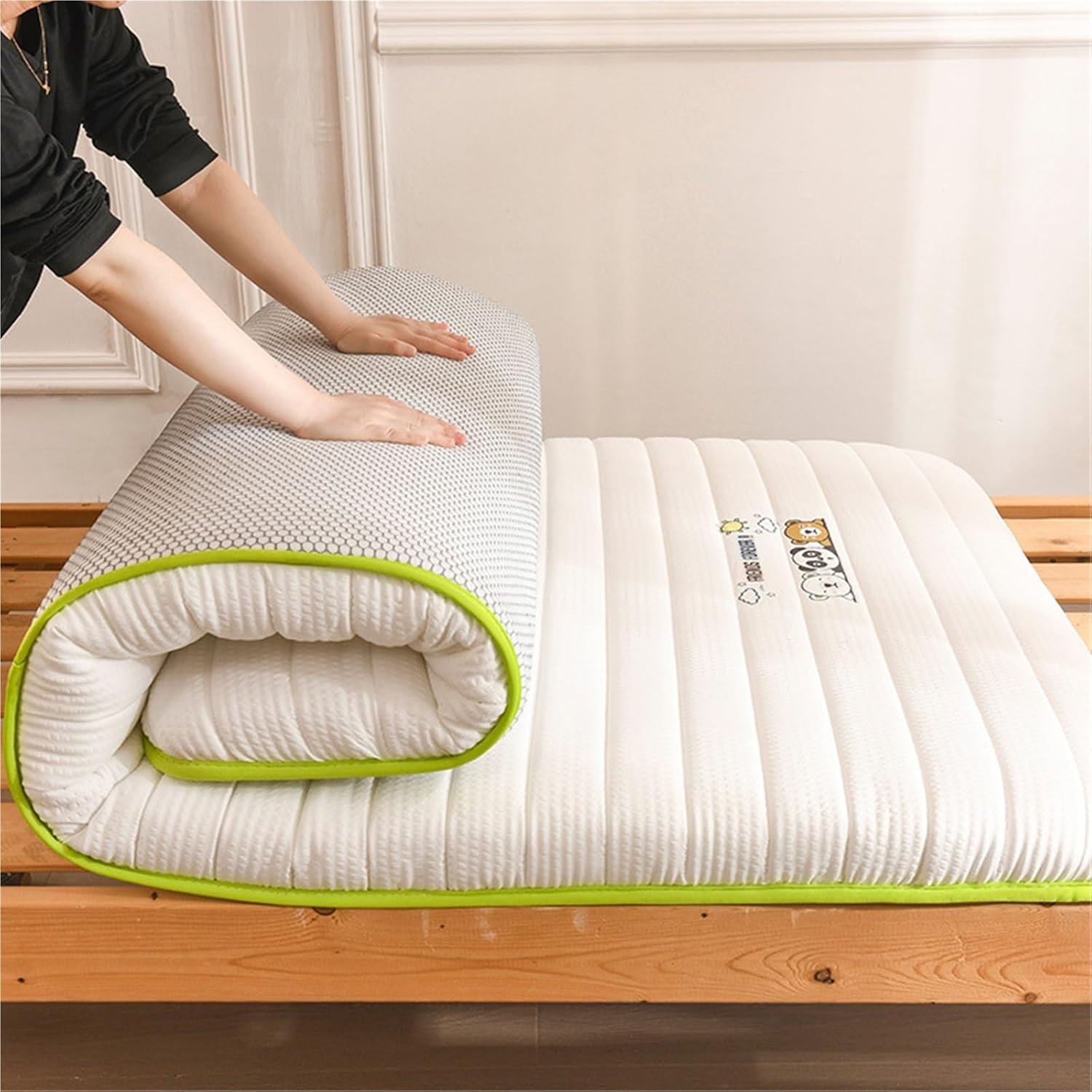 8cm Thick Plush Japanese Futon Mattress 5-Layer Soy Fiber Foldable Tatami Mat Double Sided Comfort Floor Bed Pad for Home Dorm Adults Camping Soft Non Slip Breathable Back Pain Relief