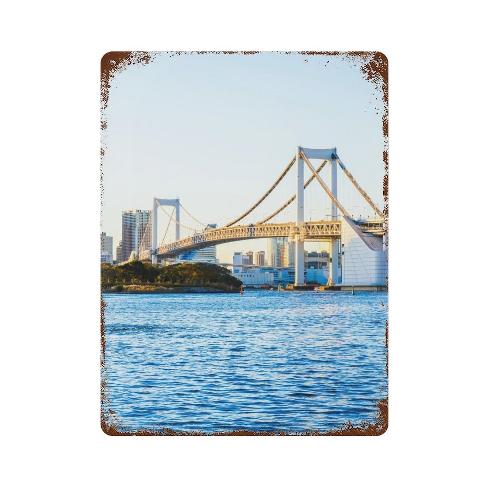Tokyo Japan Rusty Metal Tin Sign 15.7"x11.8", Ideal for Farmhouse, Kitchen And Entryway Decor