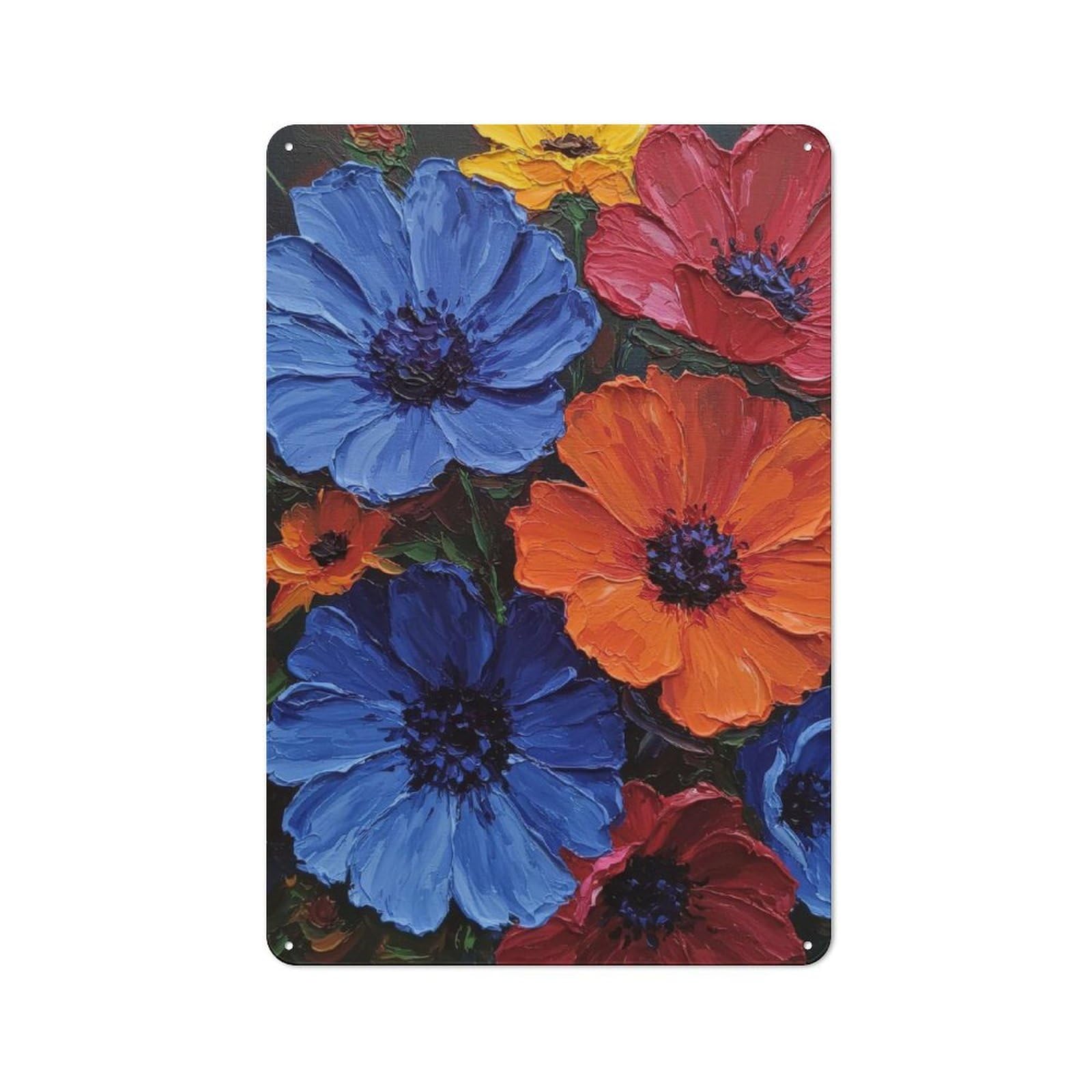 Junmoney Vibrant Flower Bouquet Rustic Metal Plaque 30X20cm For Studio Or Craft Room, Housewarming Present For People Styling Studio And Craft Room