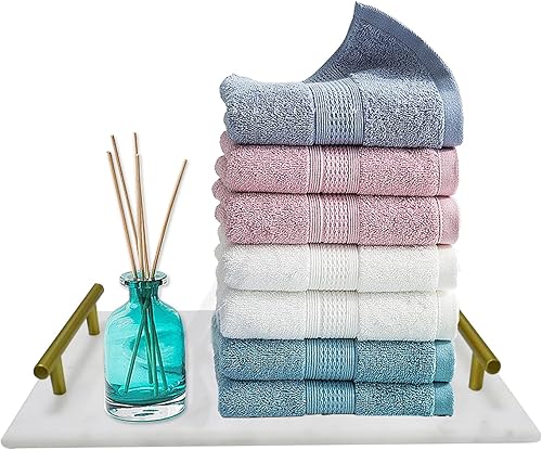 Miniatura 5 de ULIKEUS Bandeja de tocador de mármol, bandeja de mármol blanco con asas doradas, bandeja de baño para encimera, bandeja de servicio de mármol,