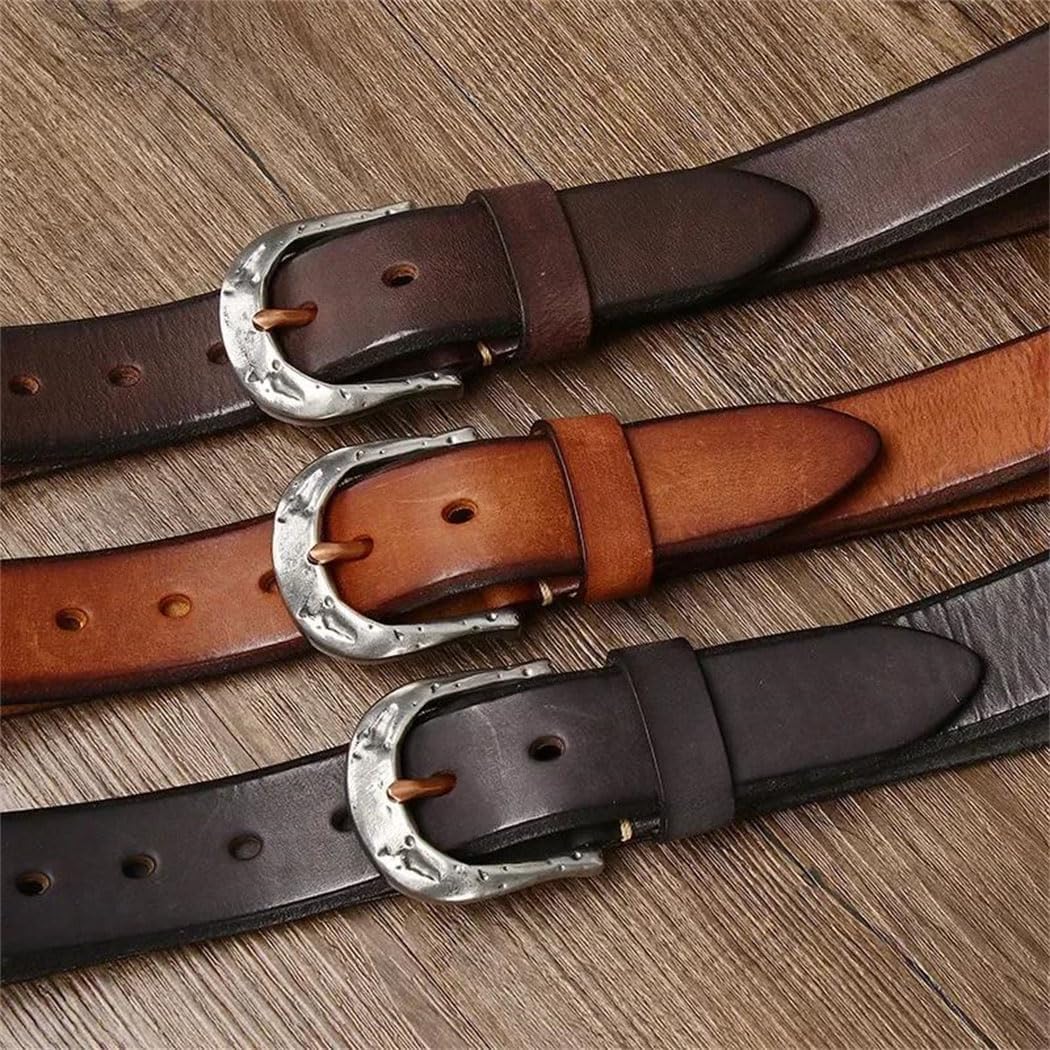 Men's Durable Belt - 3.8 cm Solid Cowhide with Stainless Steel Buckle