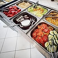 Vista 6 de Cuchara de servir de bufé de acero inoxidable de 8 piezas, cucharadas grandes para servir, juego de cucharas plateadas