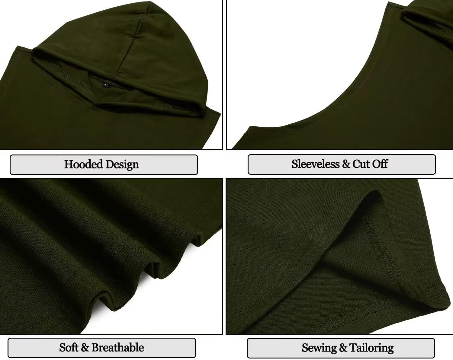 Men's Workout Hooded Tank Tops Sports Training Sleeveless Gym Hoodies Fitness Bodybuilding Cut Off Muscle Shirts - Image 5