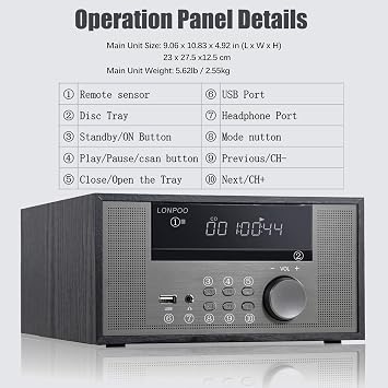 Home CD Stereo Shelf System,100W Hi-Fi Bookshelf Speskers System
