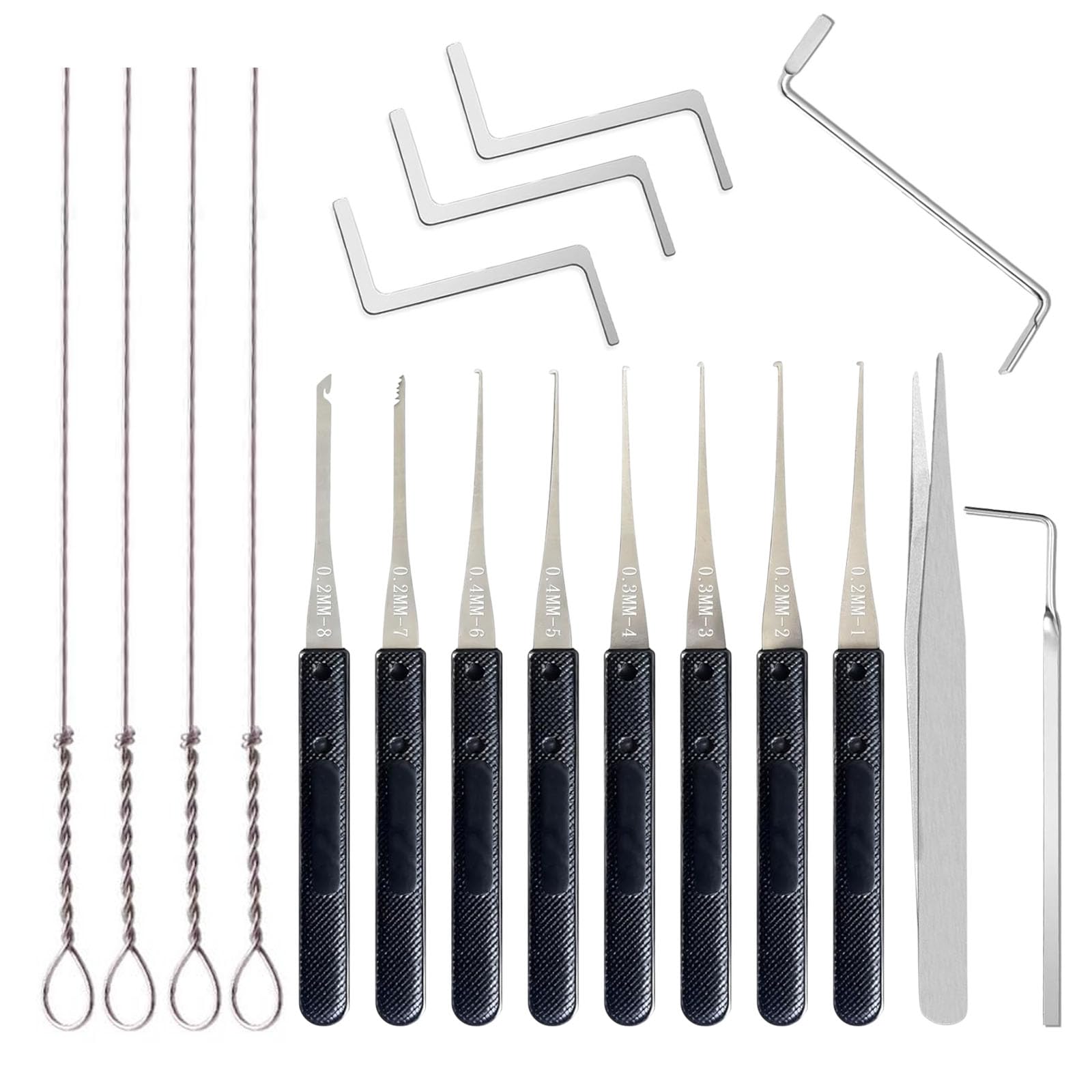 Meunhy 18-Piece Professional Lock Pick Set & 0.2-0.4Mm Broken Key Extractor Tool Set,Precision Tool Kit For Car,Door And Padlock Repairs