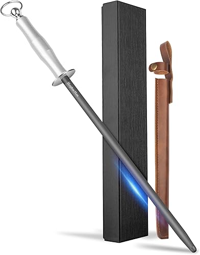 Varilla afiladora de cuchillos totalmente metálica, 12 pulgadas, afiladora de cuchillas de acero para afilar diamantes para cocina al aire libre