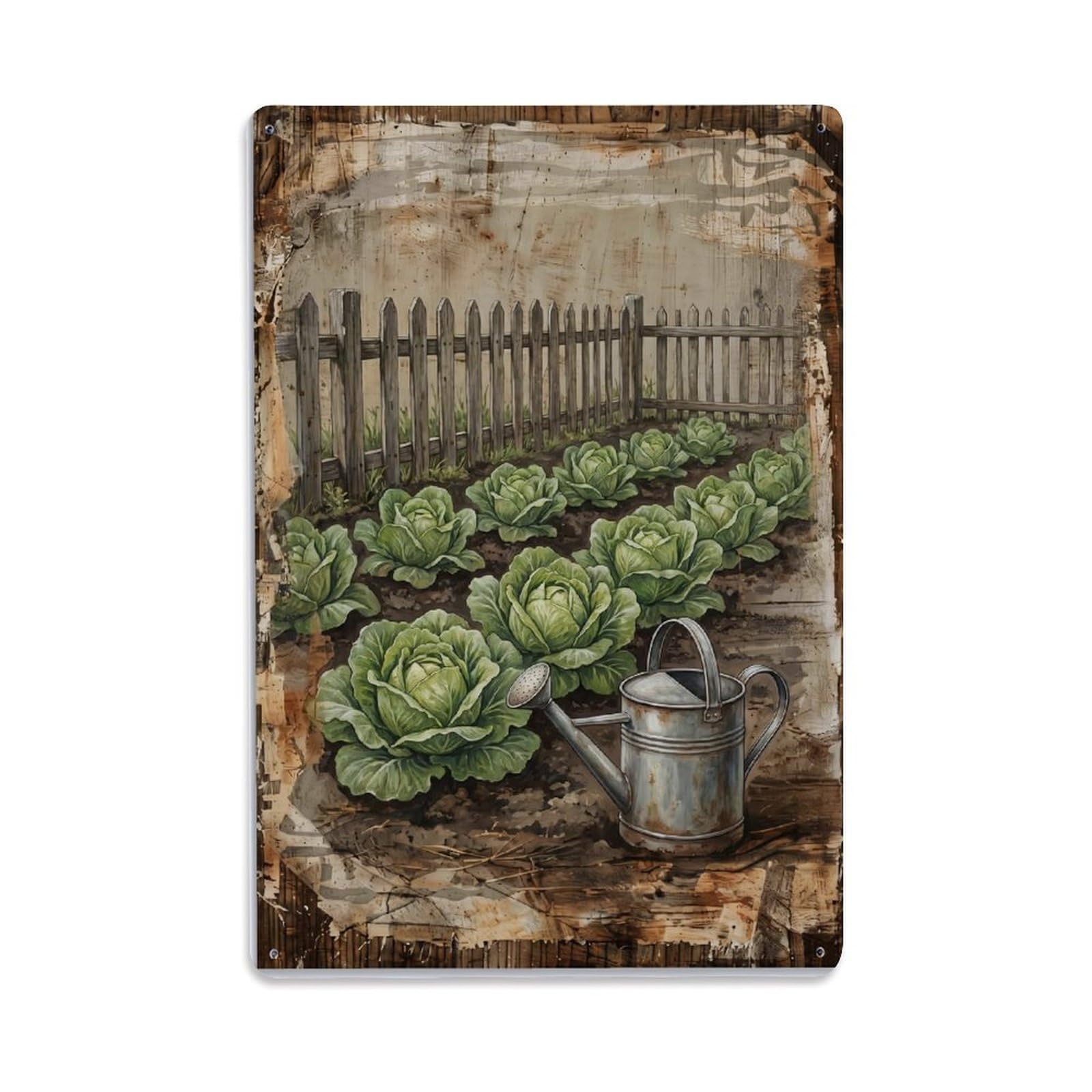 Lettuce Garden Green Leafy Vegetable Countryside Farm Vintage Metal Tin Sign Plaque Wall Decor for Cafe, Club, Garden Metal Poster 8x12Inch