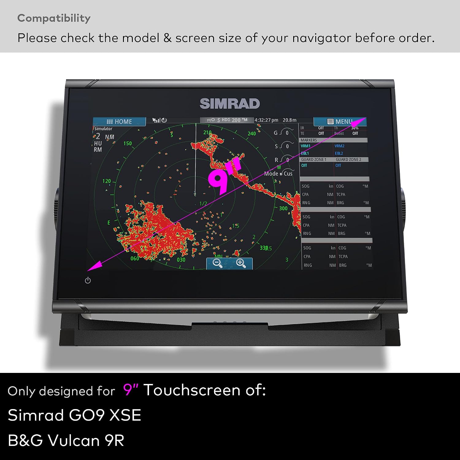 Tempered Glass Screen Protector designed for Simrad GO9 XSE, B&G Vulcan9R Fishfinder Chartplotter 9-Inch Touchscreen Accessories 9H Anti Scratch (HD Clear)