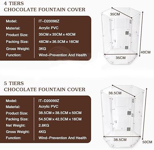 Miniatura 6 de Cubierta de fondue de chocolate comercial, cubierta grande de 4 a 7 niveles, cubierta de máquina de cascada de chocolate, cubierta de torre de