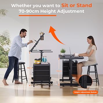 Dripex Adjustable Drafting Table, Art Drawing Table with Stool & Drawer | Height Adjustable, Cabinet with 3 Drawers, 0° to 60° Tiltable Drafting Table, Detachable Stationery Tray, for Artist Work