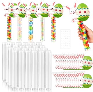24 Set Easter Party Favors Empty Easter Candy Tub, Clear Treat Container...