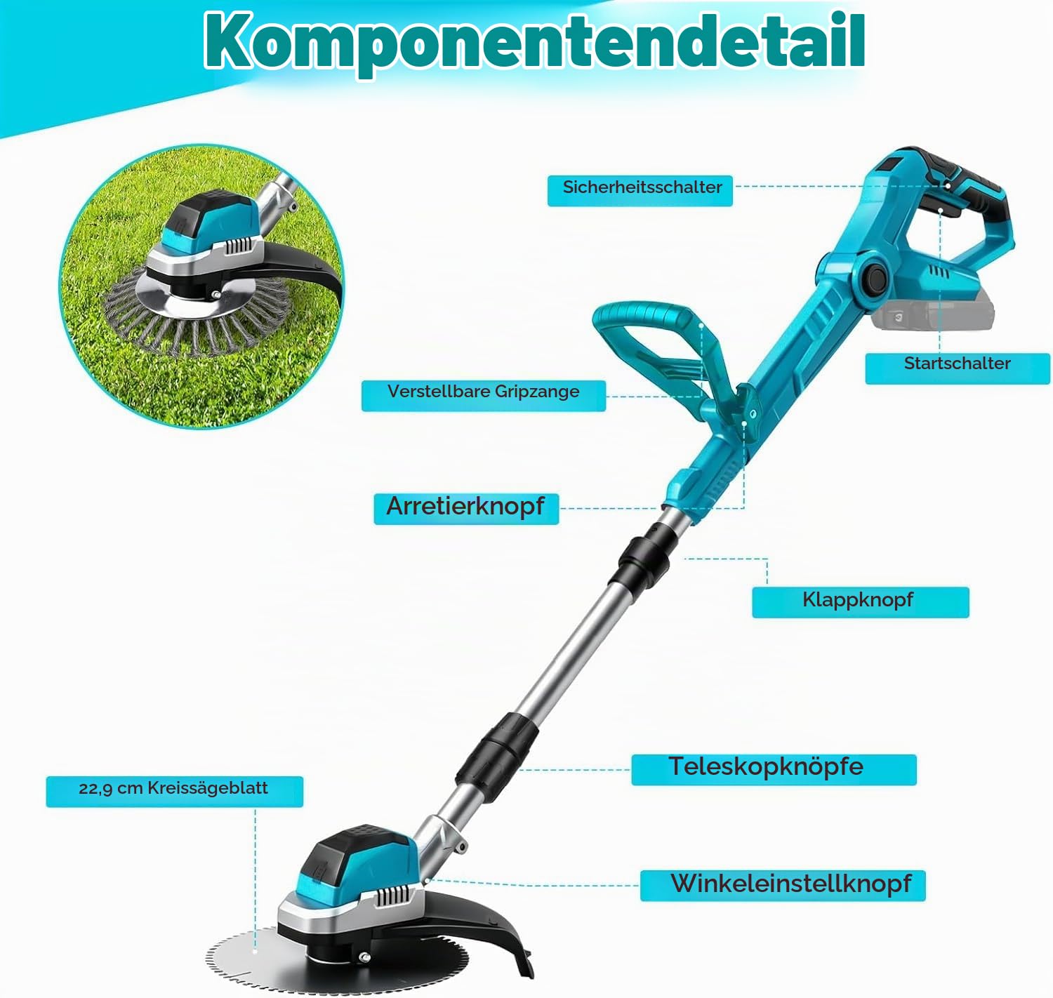 Akku Rasentrimmer Rasenkantenschneider Freischneider für Makita 18V