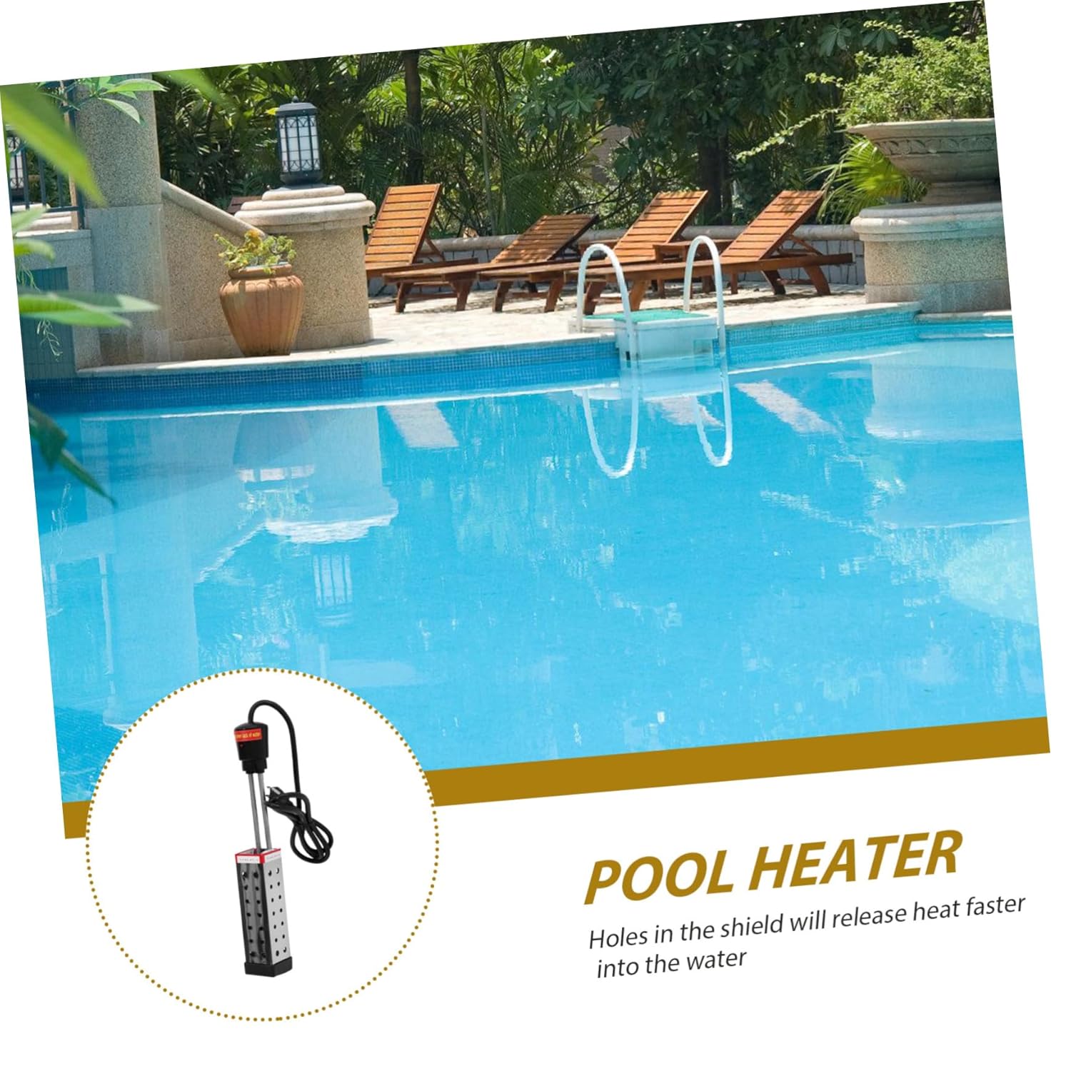 YARNOW 1500w Pool Heater Heating Tube for Inflatable Pools Bathtubs and Buckets Fast Heating for Camping and Winter Use
