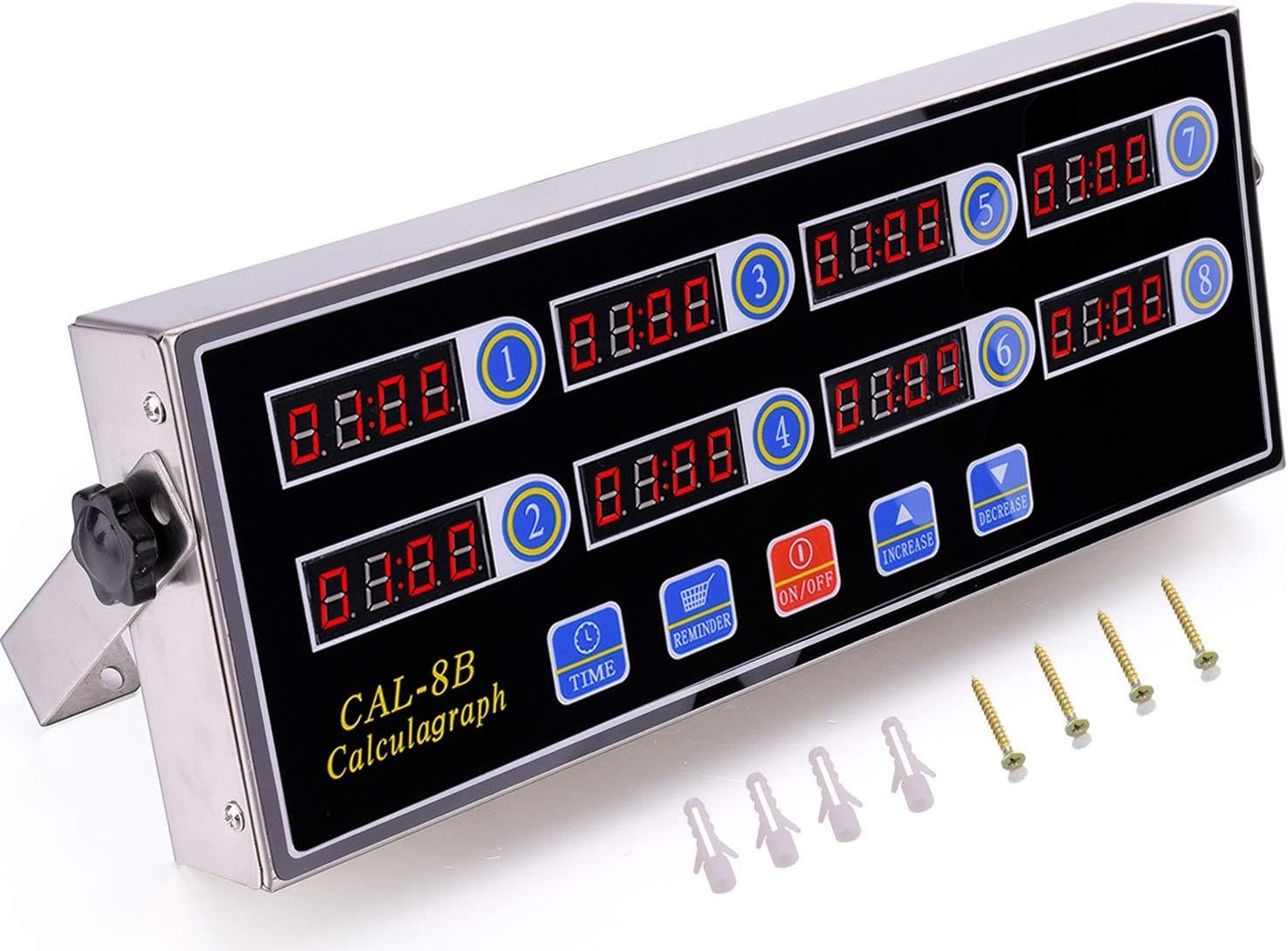 Digital Kitchen Timer - Wifond 8 Channels Stainless Steel Commercial Countdown Timer - Loud Alarm Memory Function for Multiple Events